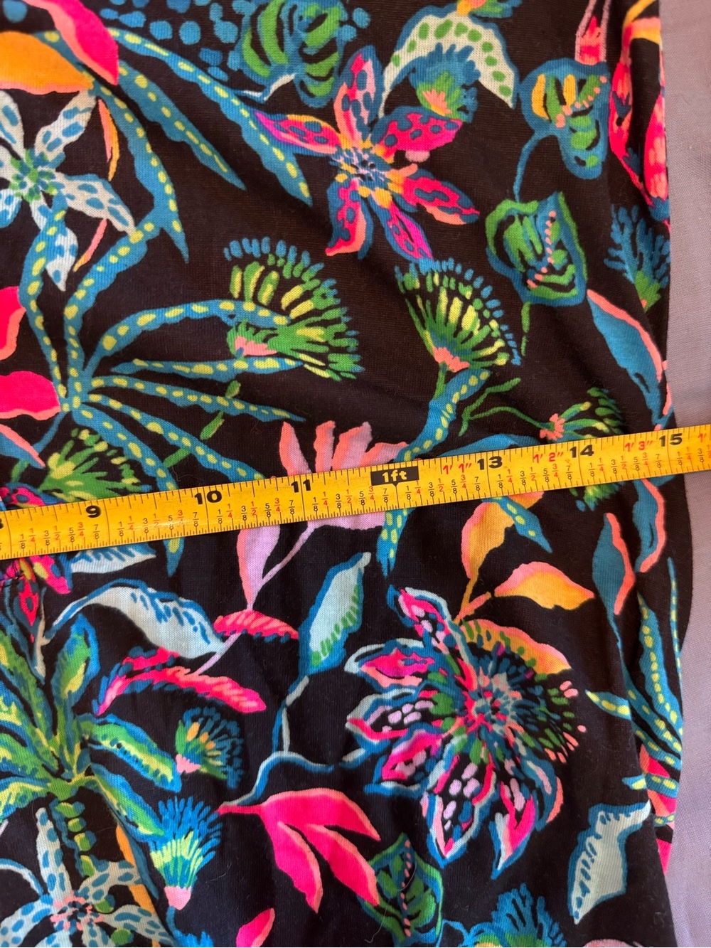 Lilly Pulitzer Black Tropical Floral Jersey Shift Dress Ruffle Cuffs (SZ XXS) - Picture 13 of 16